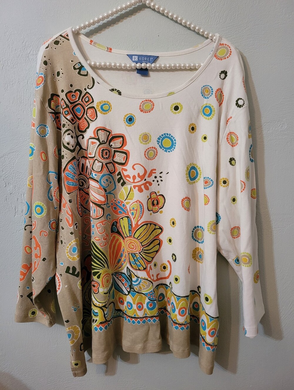 Koret Women 100% Cotton Plus Size Unique And Colorful Top! Size 3X!